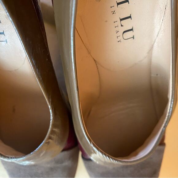 Anyi Lu | Made in Italy Leather Suede Taupe Burgundy Pumps Pristine Orig. $400+ - Picture 14 of 15